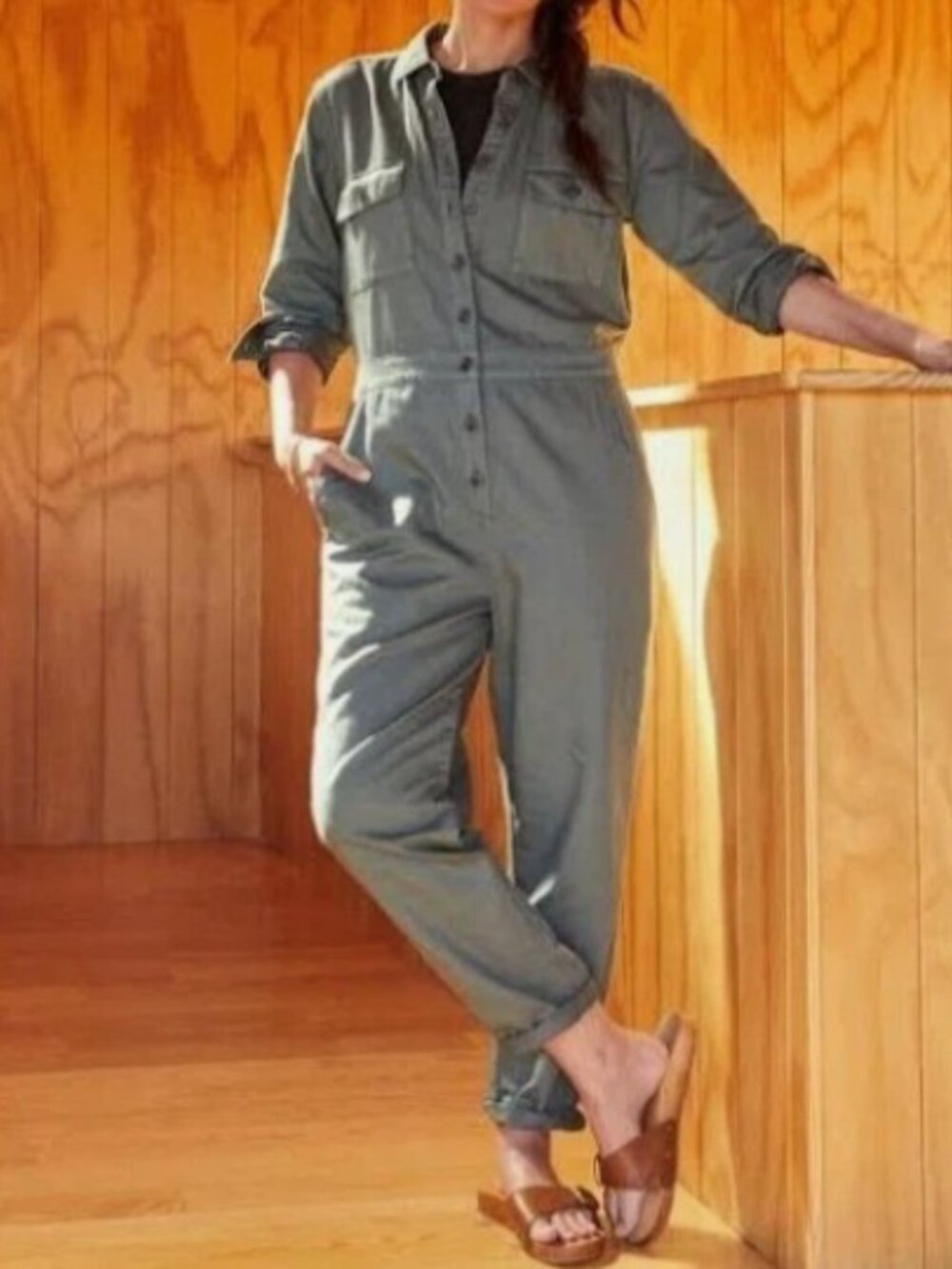 Outerknown S.E.A. Suit Jumpsuit Green Organic Cotton Linen Utility Coverall NWT